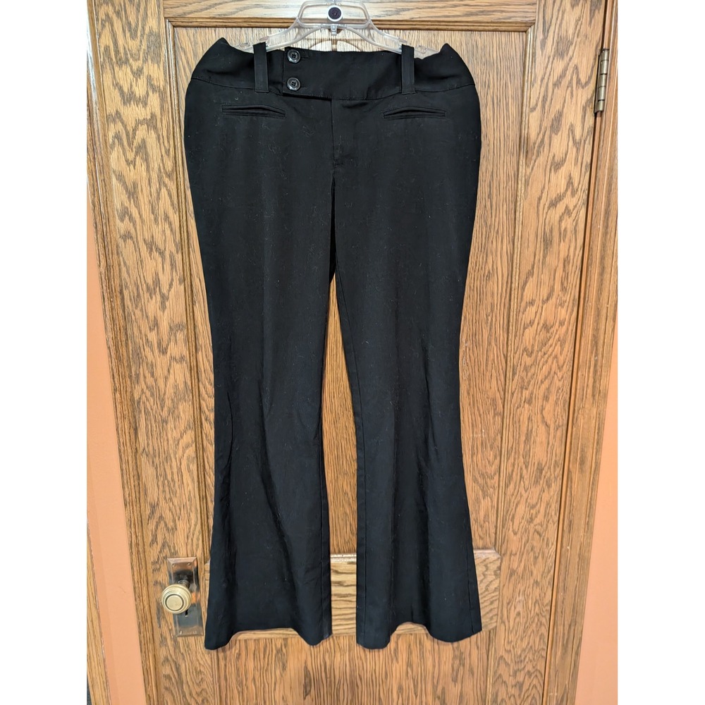 Maurices Womens Black Flare Leg Dress Pants Double Button Waist Size 11/12